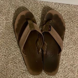 Womens Rainbow leather flip flops- size 8